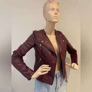 VERO MODA | Burgundy Faux Leather Jacket Size XS